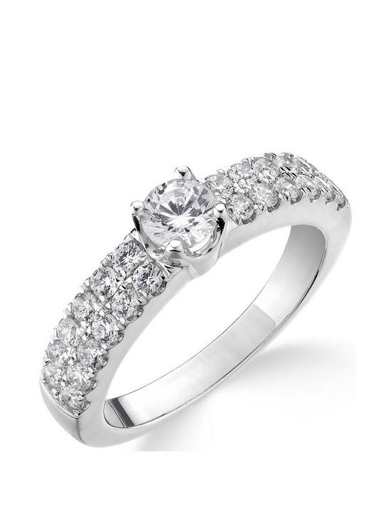 front image of love-diamond-9ct-white-gold-1ct-two-row-diamond-solitaire-ring-with-set-shoulders