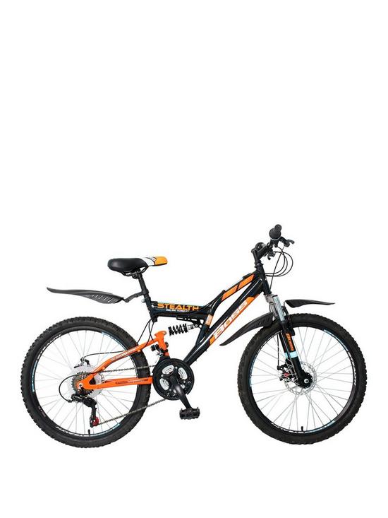 front image of boss-cycles-boss-stealth-boys-bike-24-inch-wheel-full-suspension-dual-disc