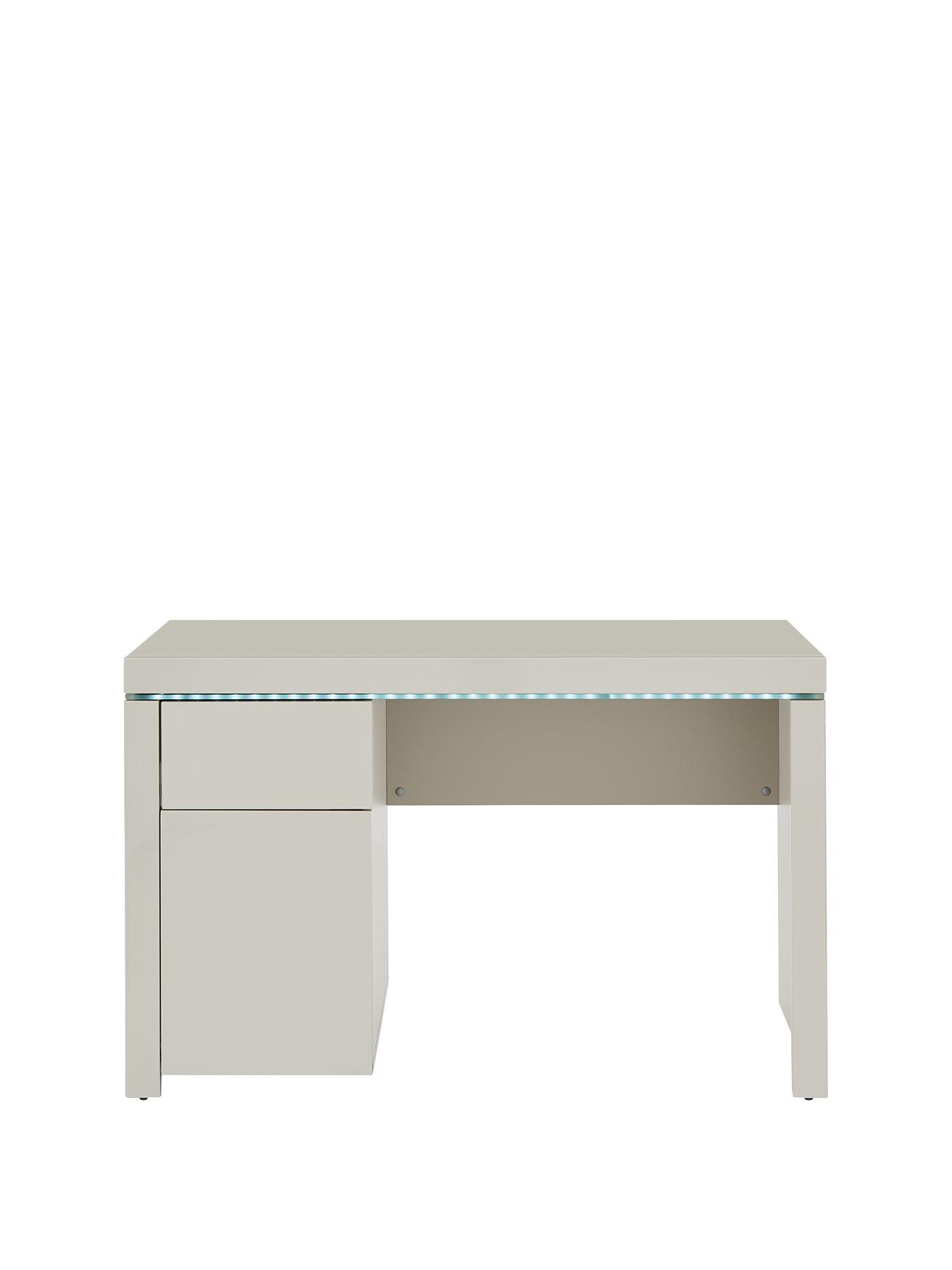 Arctic High Gloss Desk With Led Strip Lights Grey Littlewoods Com