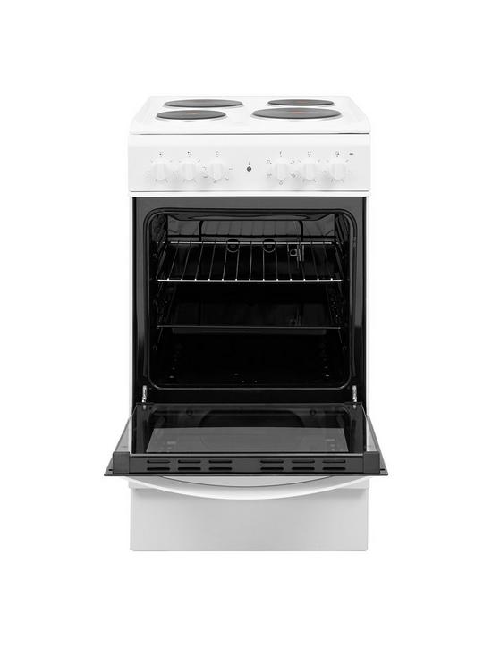 stillFront image of indesit-is5e4khw-50cm-electric-solid-plate-single-oven-cooker-white