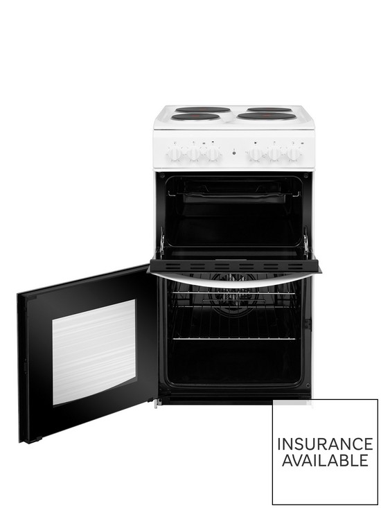 stillFront image of indesit-id5e92kmw-50cm-widenbspelectric-solid-platenbsptwin-cavity-single-oven-electricnbspcooker-white