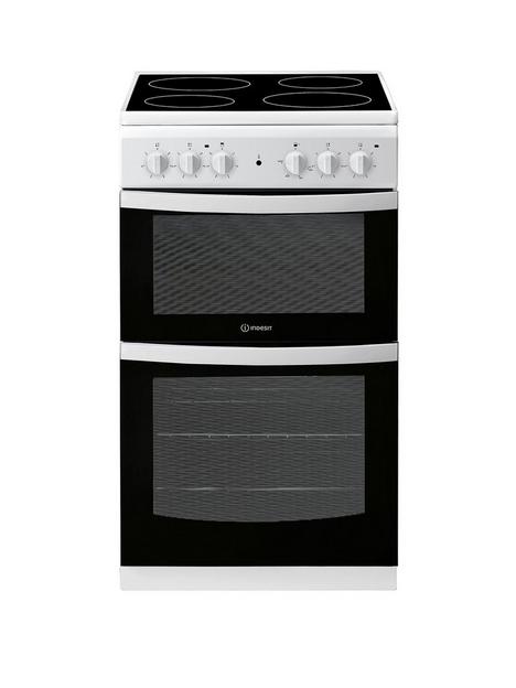 indesit-id5v92kmw-50cm-electric-twin-cavity-single-oven-cooker-white
