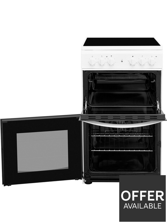 stillFront image of indesit-id5v92kmw-50cm-electric-twin-cavity-single-oven-cooker-white