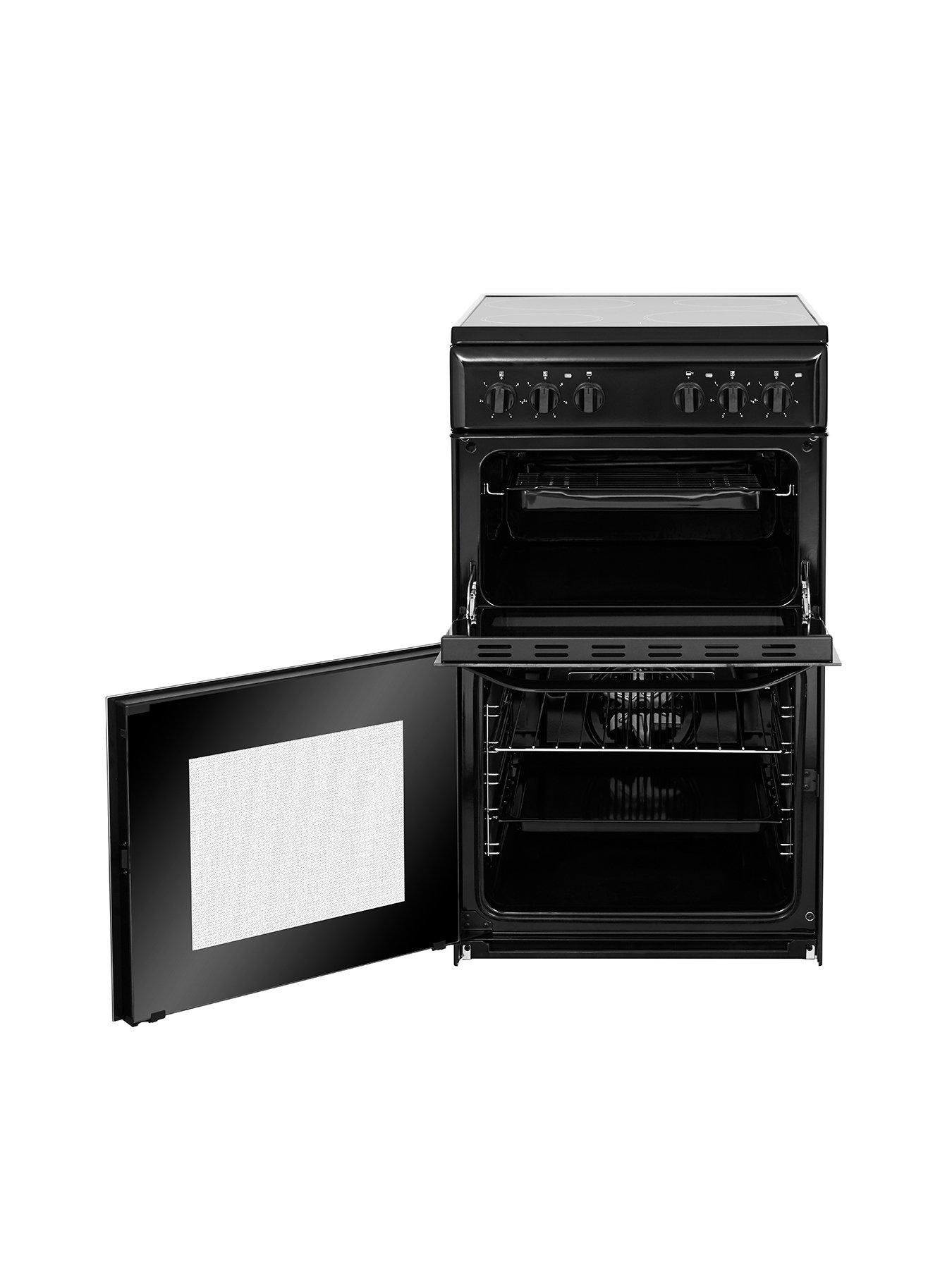 stillFront image of hotpoint-hd5v92kcb-50cmnbspwide-electric-twin-cavity-single-oven-cooker-black