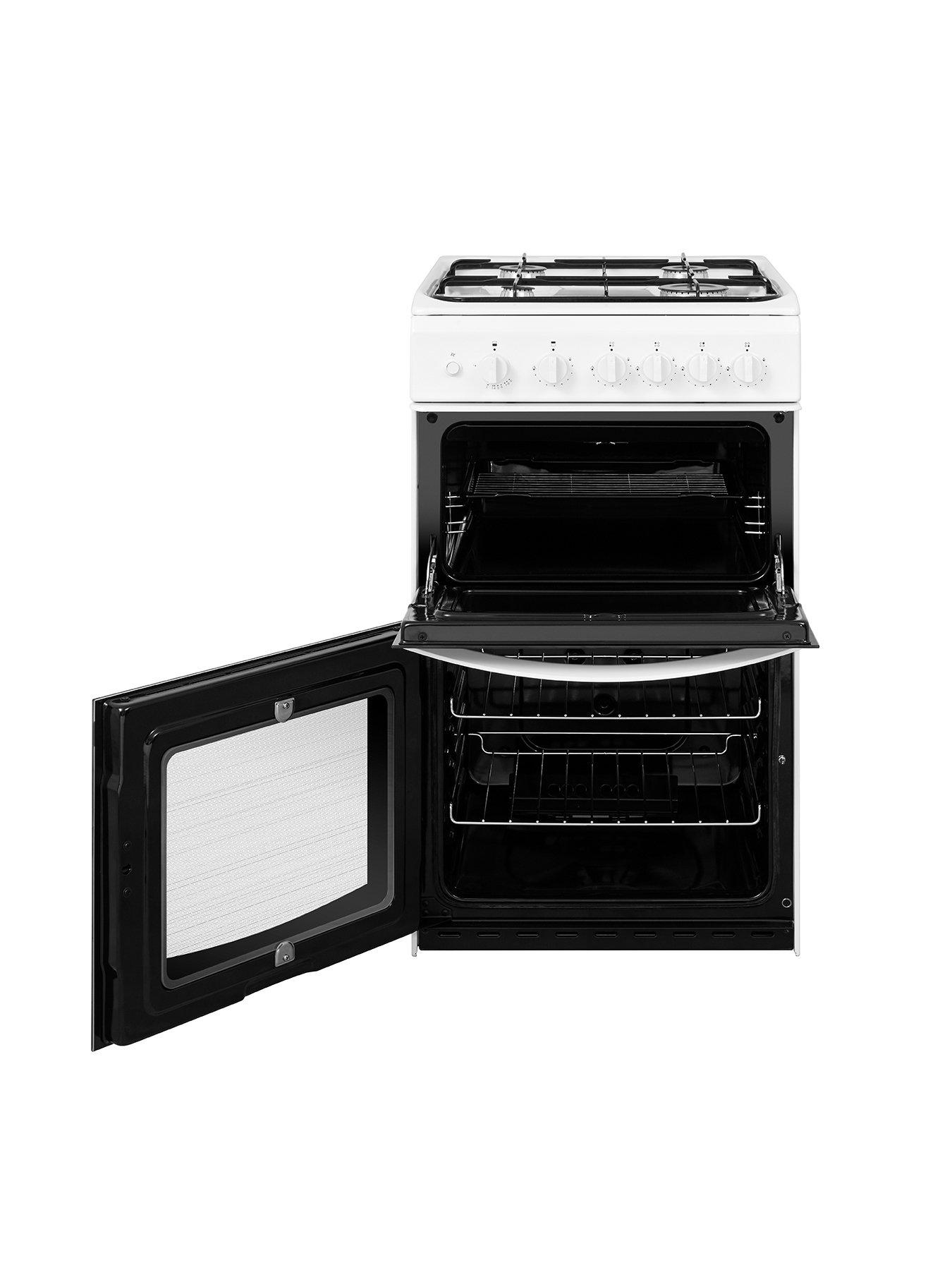  image of indesit-id5g00kmw-50cm-widenbsptwin-cavity-single-oven-gasnbspcooker-white