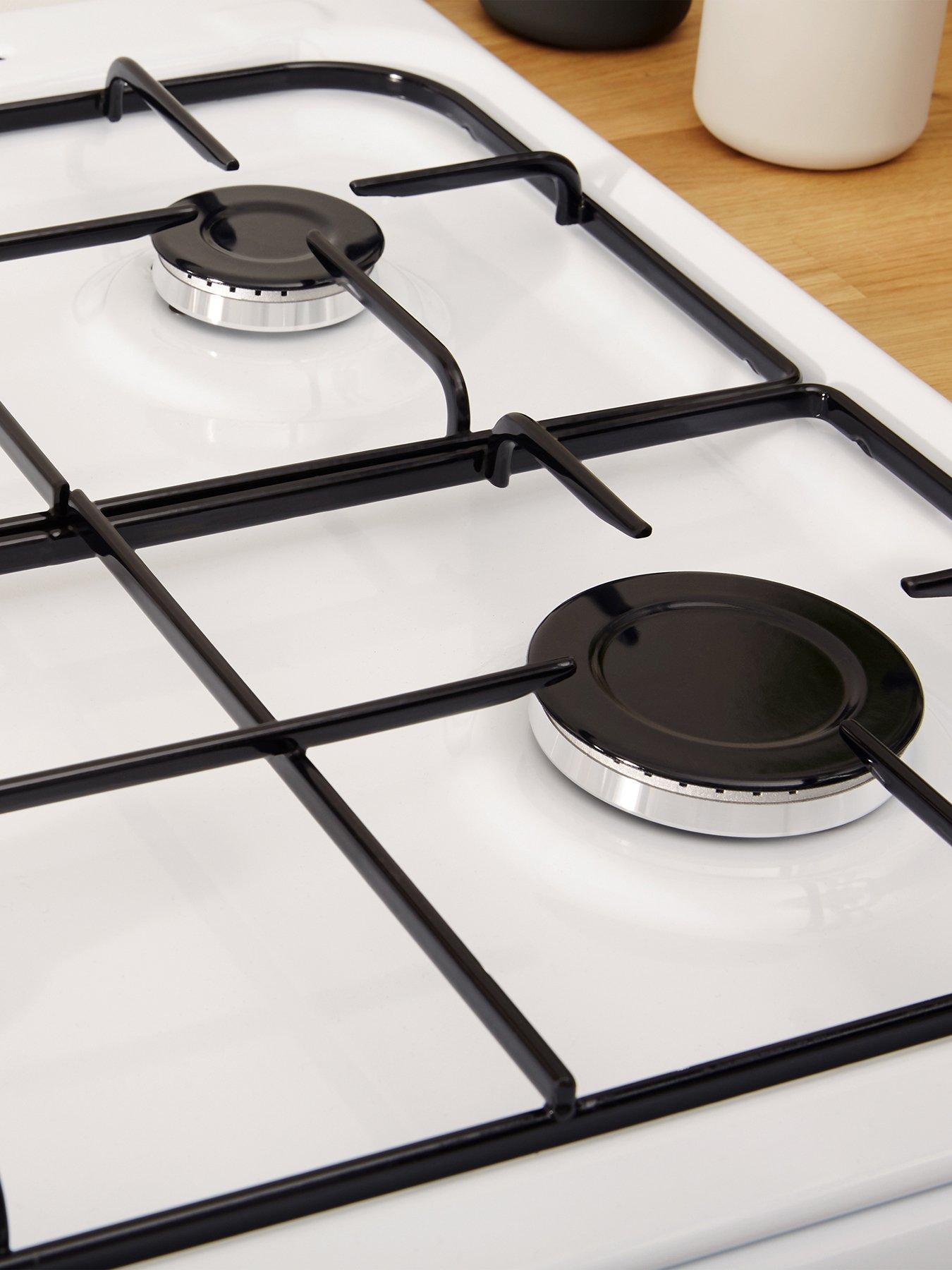  image of indesit-id5g00kmw-50cm-widenbsptwin-cavity-single-oven-gasnbspcooker-white