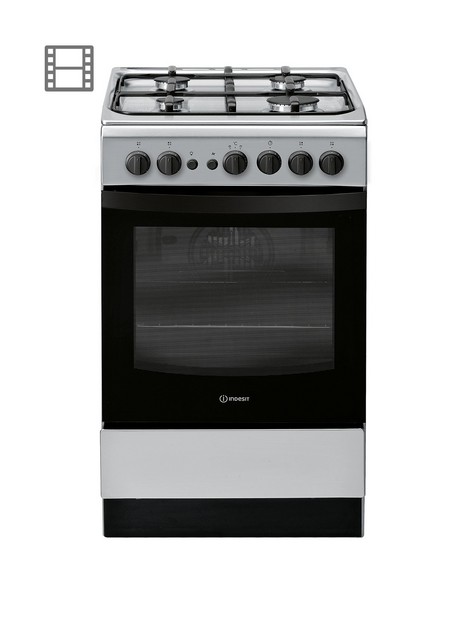 indesit-is5g1pmss-50cm-gas-single-oven-cooker-silver