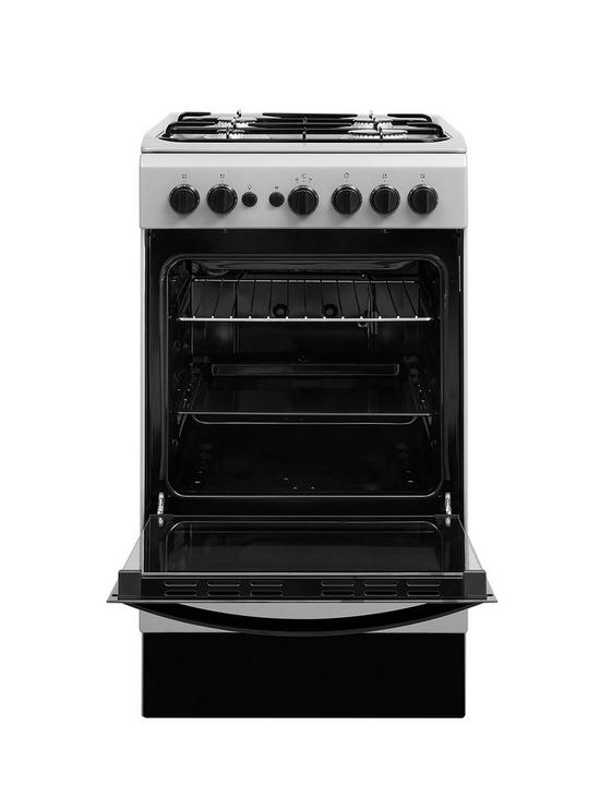 stillFront image of indesit-is5g1pmss-50cm-gas-single-oven-cooker-silver