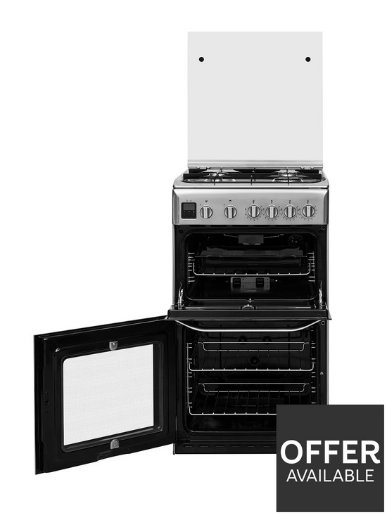 stillFront image of hotpoint-hd5g00ccx-50cmnbspwide-gas-double-oven-cooker-stainless-steel