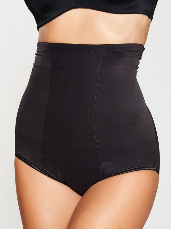 front image of miraclesuit-shape-with-an-edge-hi-waist-brief-black