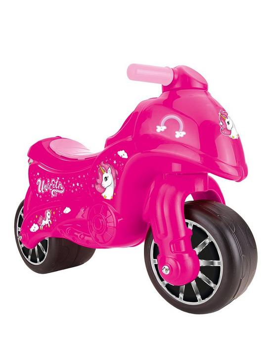 front image of dolu-pink-unicorn-my-first-moto-ride-on
