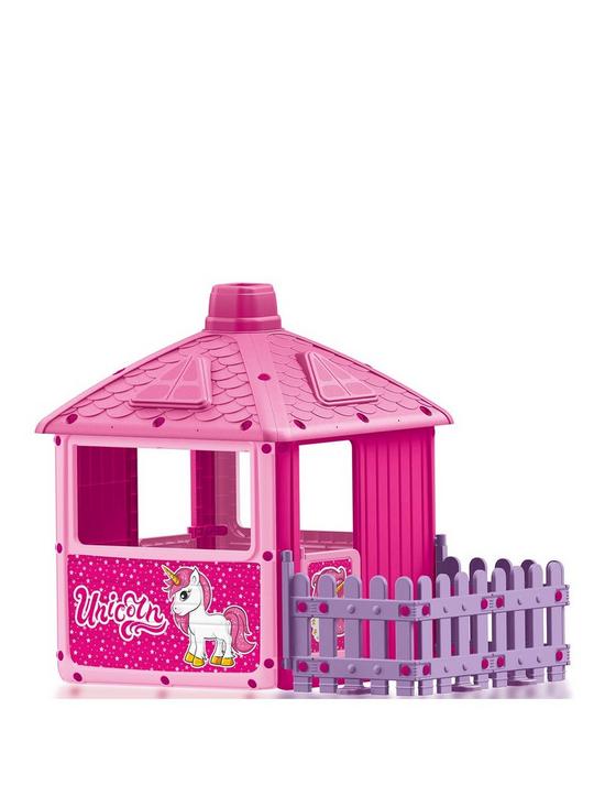 front image of dolu-city-play-house-with-fence-pink