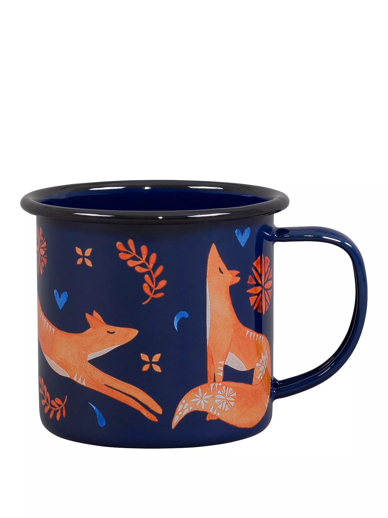Set Of 2 Folklore Hare Bear Mugs Enamel Coffee Mugs Cream