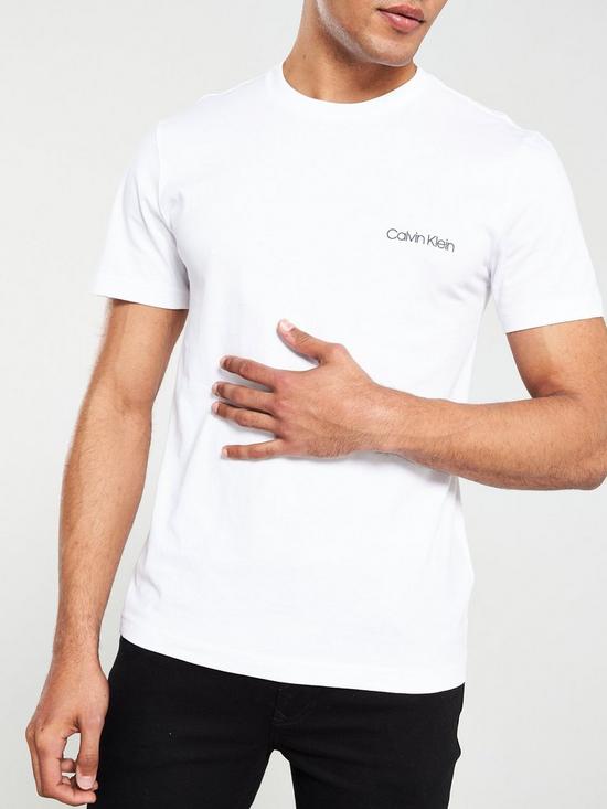 front image of calvin-klein-cotton-chest-logo-t-shirt-white