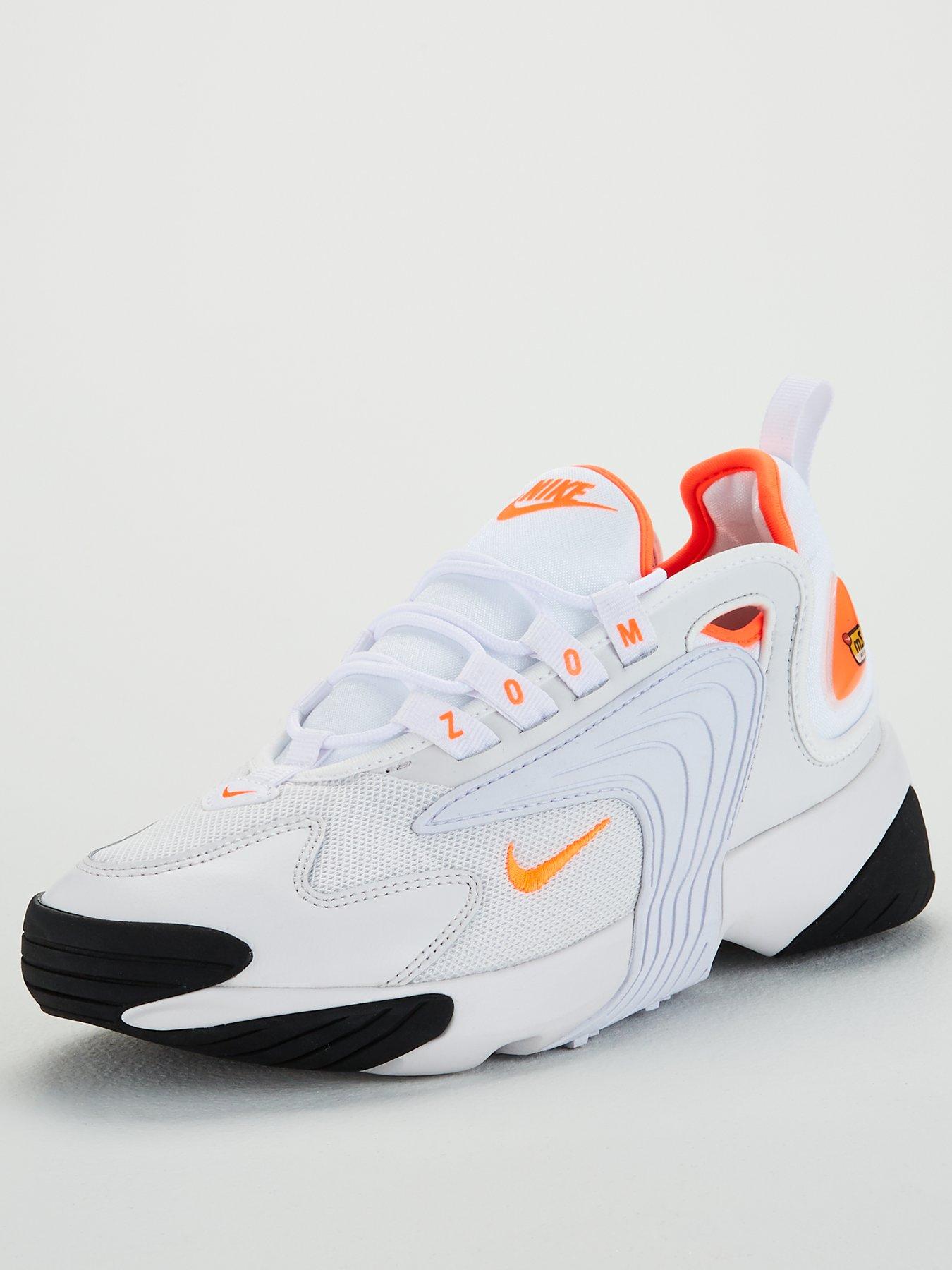 nike white and orange zoom 2k trainers