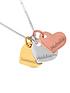  image of the-love-silver-collection-personalised-gold-plated-sterling-silver-tri-colour-hearts-pendant-necklace