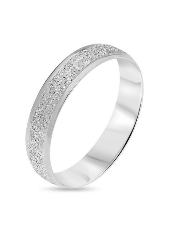 front image of love-gold-9ct-white-gold-diamond-cut-sparkle-4mm-d-shape-wedding-band