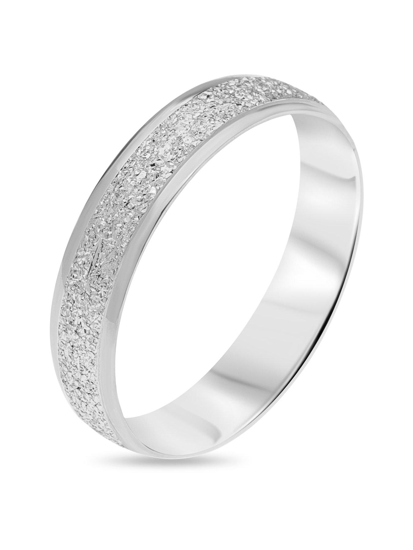 The Love Collection 9ct White Gold Diamond Cut 4mm Ring