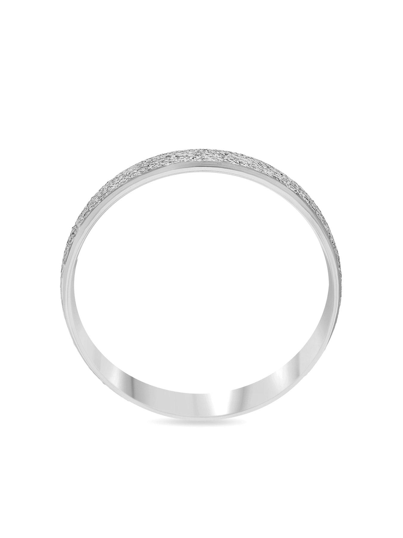 Image 3 of 4 of The Love Collection 9ct White Gold Diamond Cut Sparkle 4mm D Shape Wedding Band