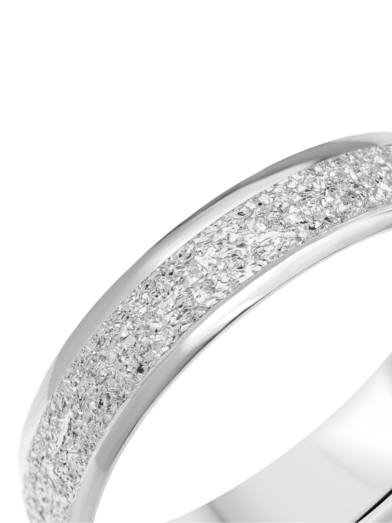 Image 4 of 4 of The Love Collection 9ct White Gold Diamond Cut Sparkle 4mm D Shape Wedding Band