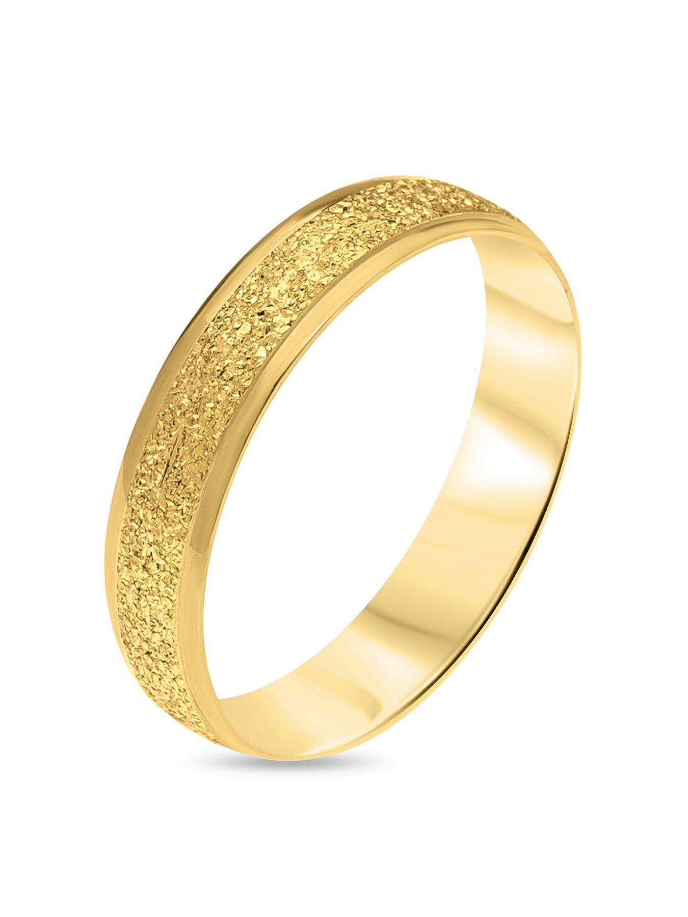 Image 1 of 4 of The Love Collection 9ct Gold Diamond Cut Sparkle 4mm D Shape Wedding Band