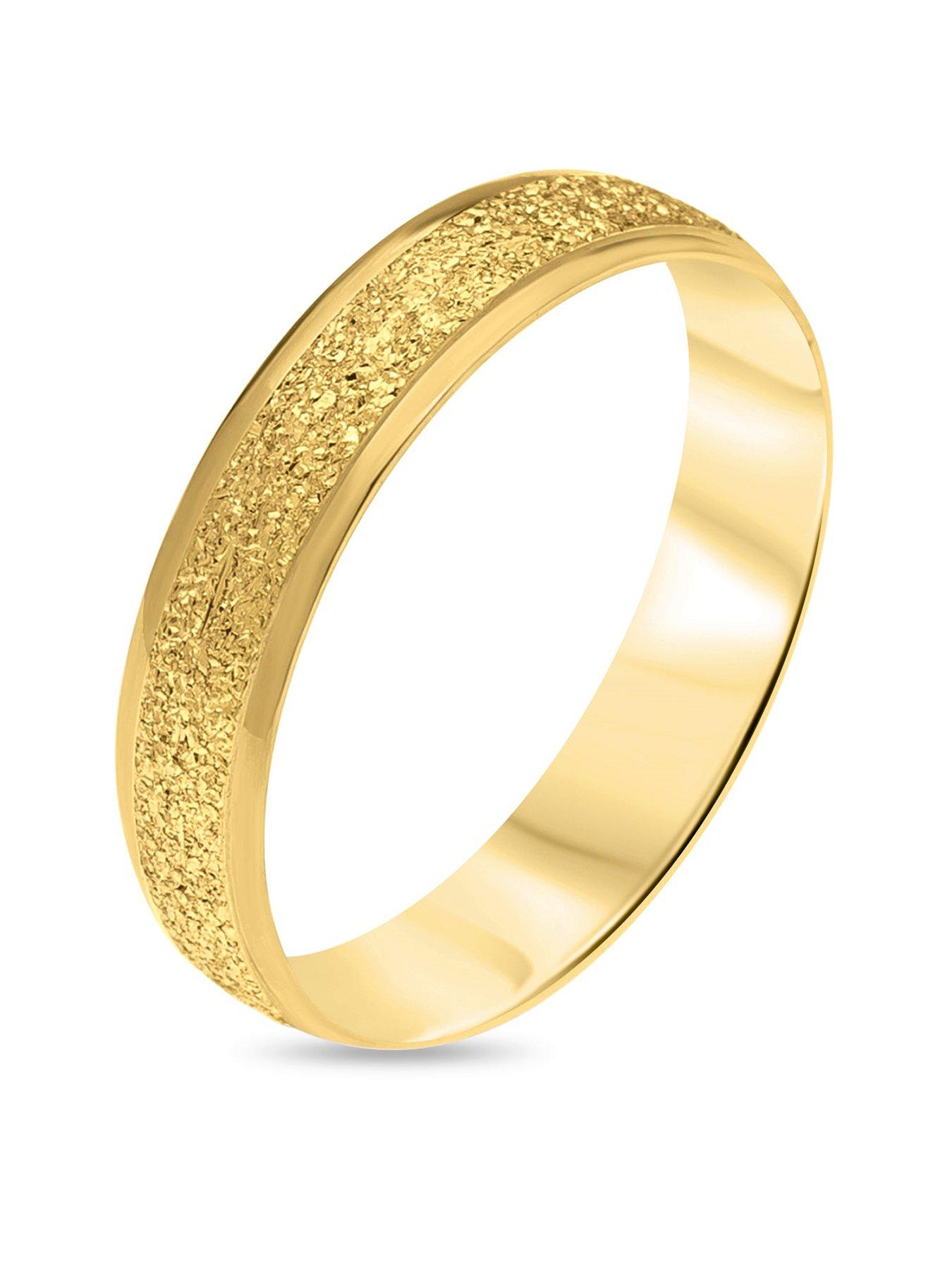 The Love Collection 9ct Gold Diamond Cut Sparkle 4mm D Shape Wedding Band