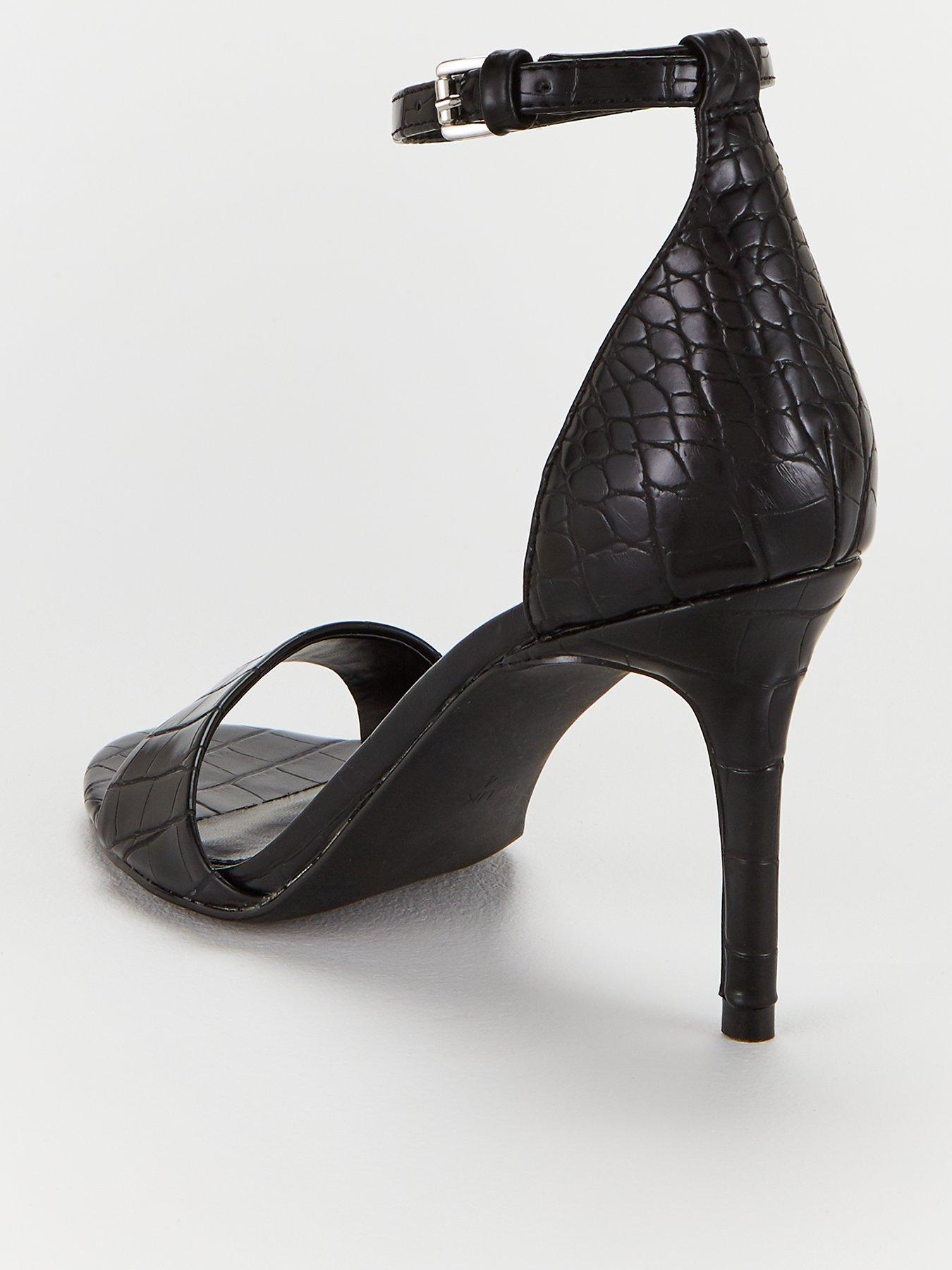 black barely there mid heels