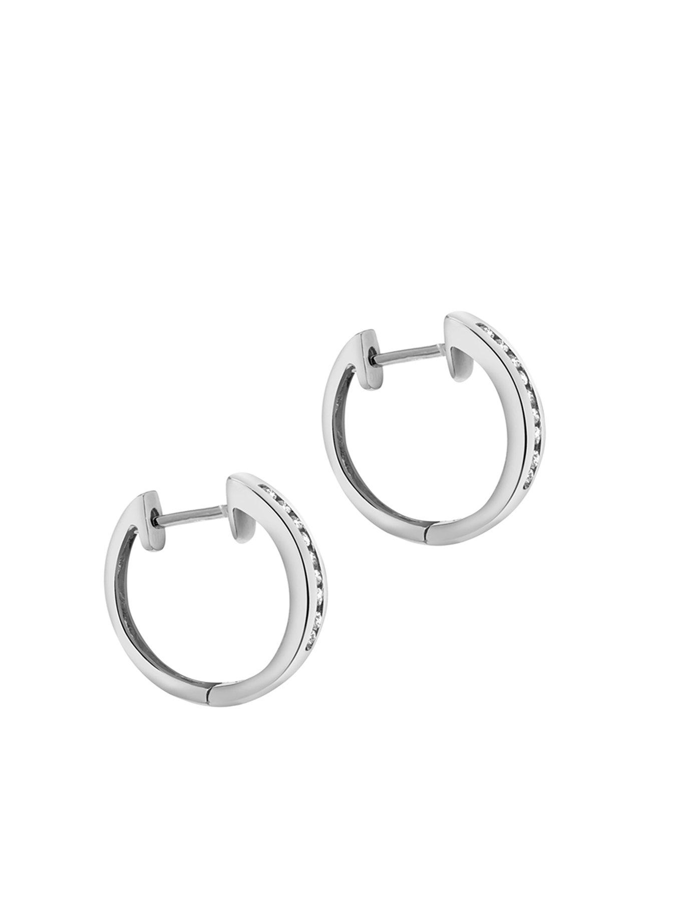  image of love-diamond-9ct-white-gold-diamond-set-hoop-earrings