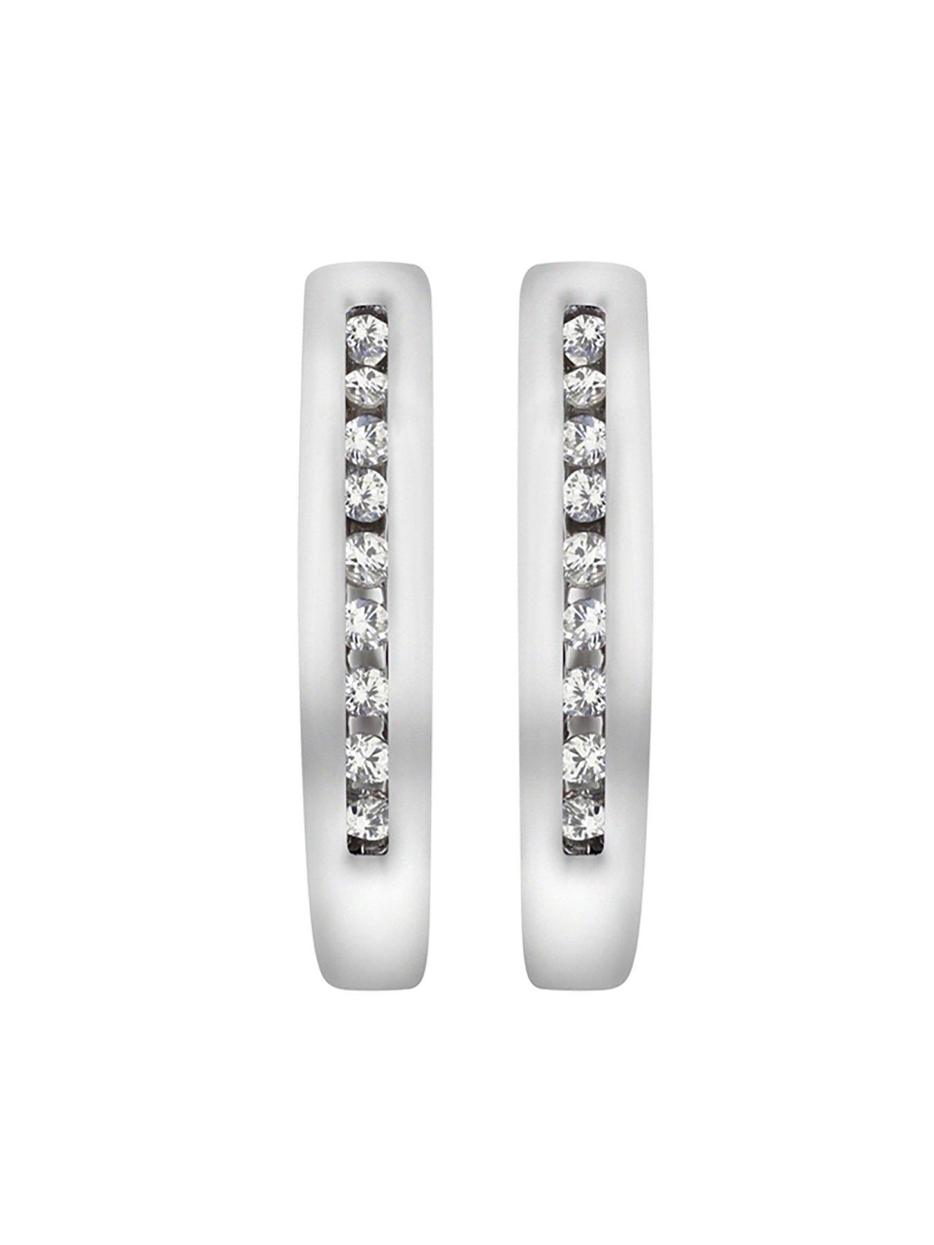  image of love-diamond-9ct-white-gold-diamond-set-hoop-earrings