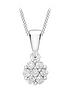  image of love-diamond-9ct-white-gold-10-point-diamond-cluster-pendant-necklace
