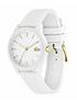  image of lacoste-1212nbspwhite-and-gold-detail-dial-white-silicone-strap-ladies-watch