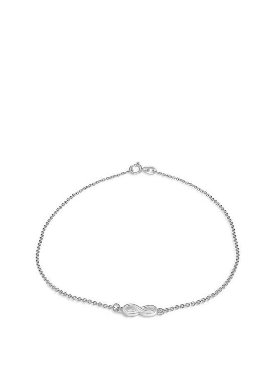 front image of the-love-silver-collection-infinity-charm-clasp-singlenbspanklet-silver