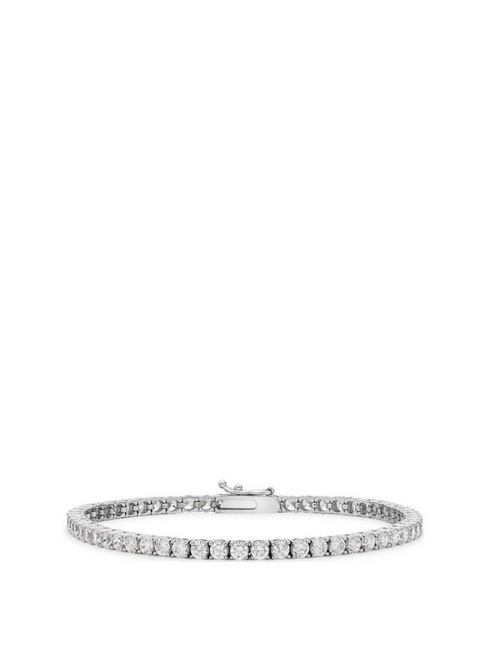 front image of love-gold-9ct-white-gold-cubic-zirconia-tennis-bracelet