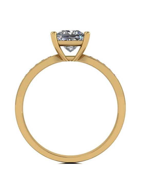 stillFront image of moissanite-9ct-gold-115-carat-eq-moissanite-square-solitaire-ring-with-set-shoulders