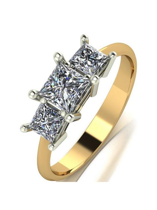 front image of moissanite-9ct-gold-1-carat-eq-moissanite-square-trilogy-ring