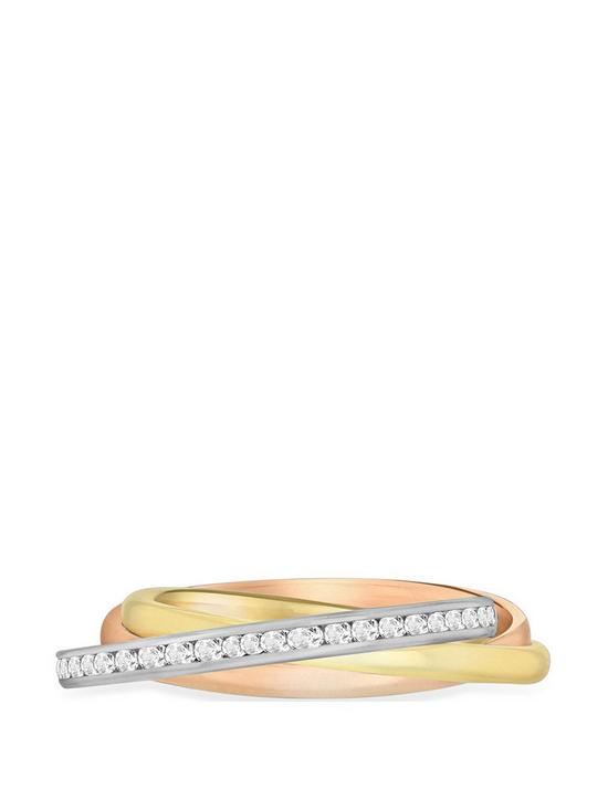 stillFront image of love-gold-9ct-gold-tri-colour-cubic-zirconia-russian-band-ring