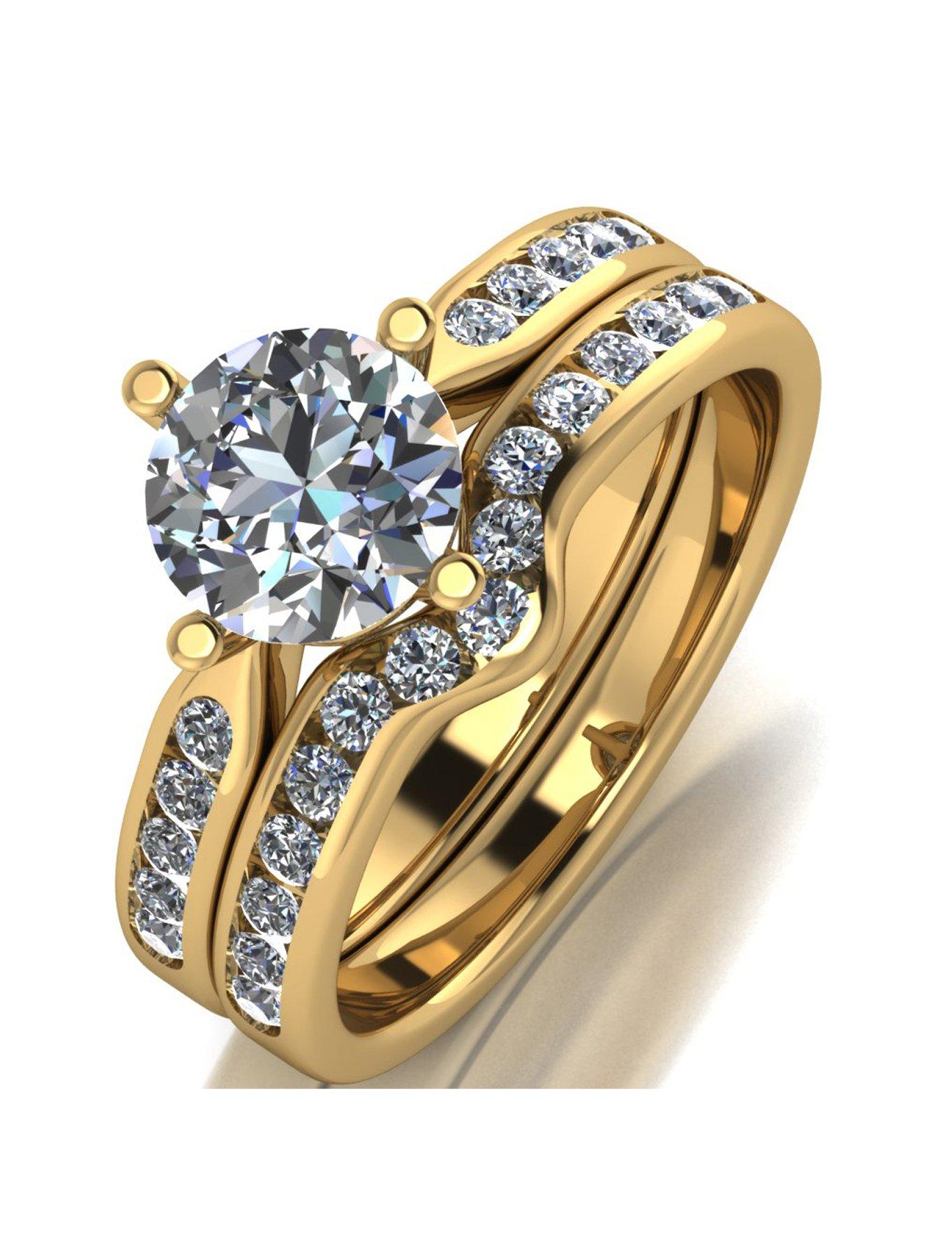 Moissanite 9ct Gold Carat Eq Two Piece Bridal Set Littlewoods
