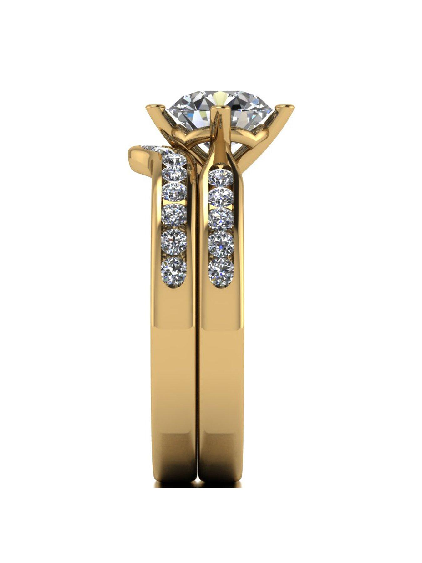 Image 3 of 5 of Moissanite 9ct Gold 1.5 Carat Eq Two Piece Bridal Set