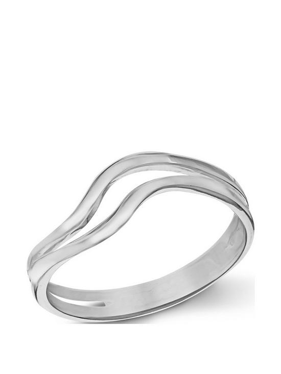 front image of the-love-silver-collection-sterling-silver-double-wave-ring