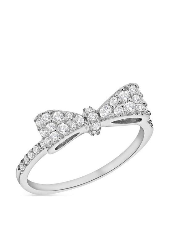 front image of the-love-silver-collection-sterling-silver-cubic-zirconia-bow-ring