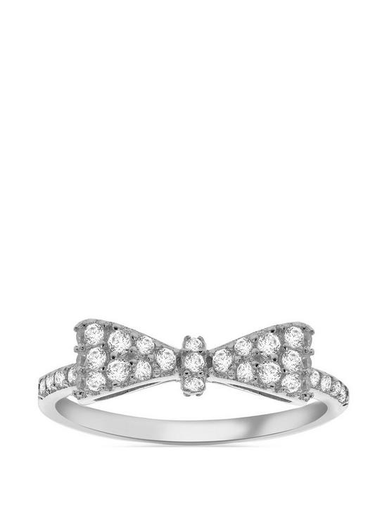 stillFront image of the-love-silver-collection-sterling-silver-cubic-zirconia-bow-ring