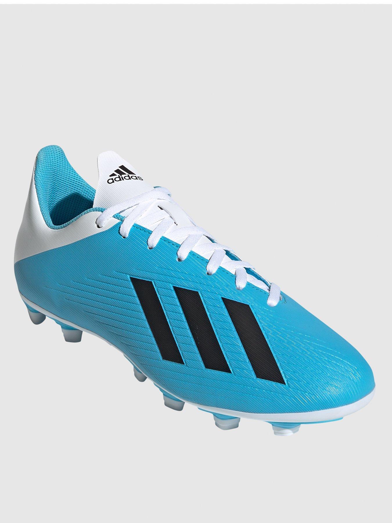 blue and white football boots