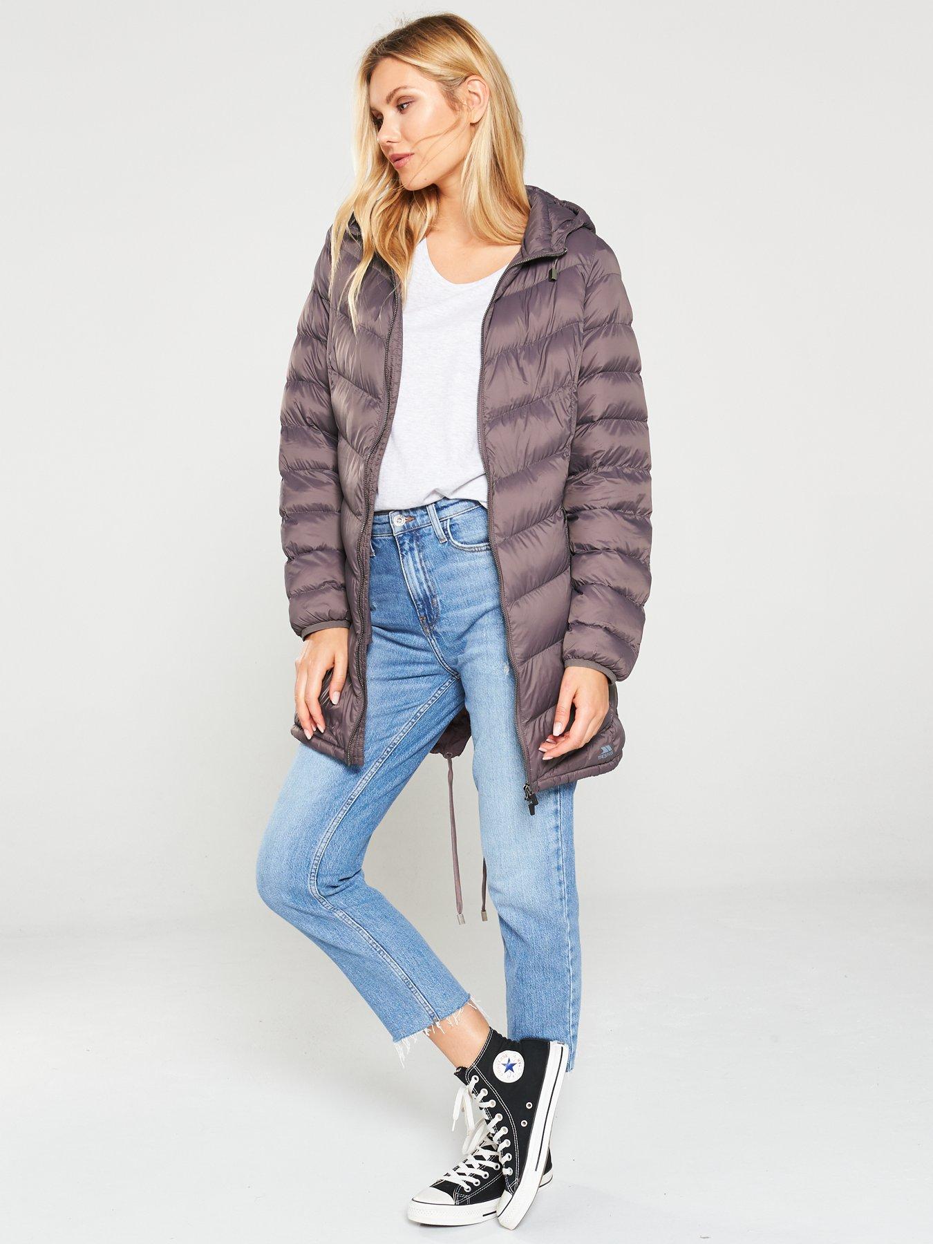 Trespass Rianna Long Padded Jacket Heather littlewoods