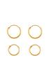  image of love-gold-9ct-gold-set-of-two-11mm-amp-13mm-hinged-hoop-earrings