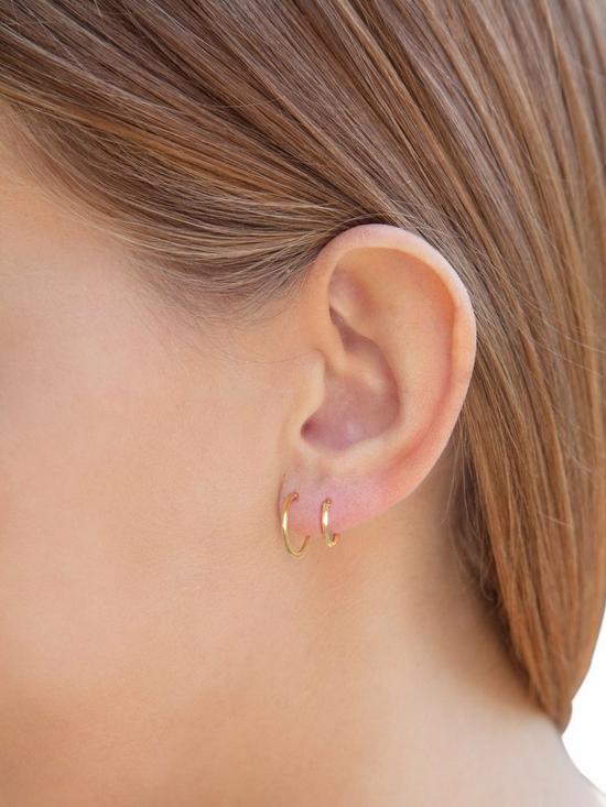 stillFront image of love-gold-9ct-gold-set-of-two-11mm-amp-13mm-hinged-hoop-earrings