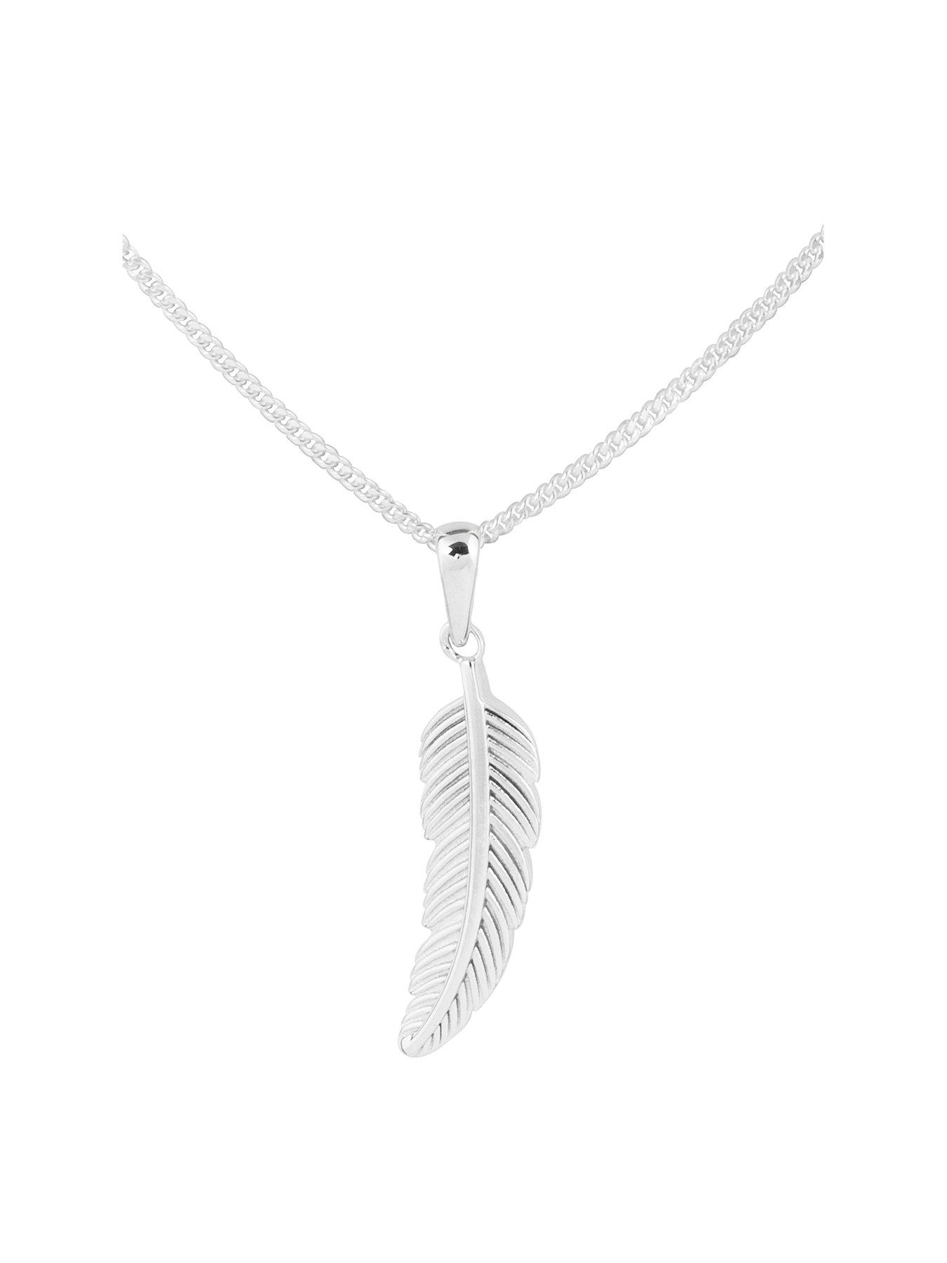 undefined Sterling Silver Leaf Pendant Necklace