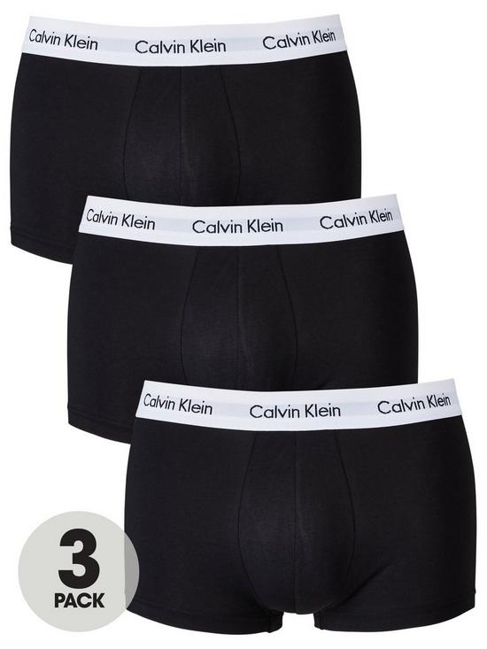 front image of calvin-klein-3-pack-low-rise-trunks-black