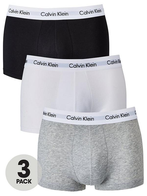 Thermal Frown Attendance Calvin Klein 3 Pack Low Rise Trunks - Grey/White/Black | littlewoods.com