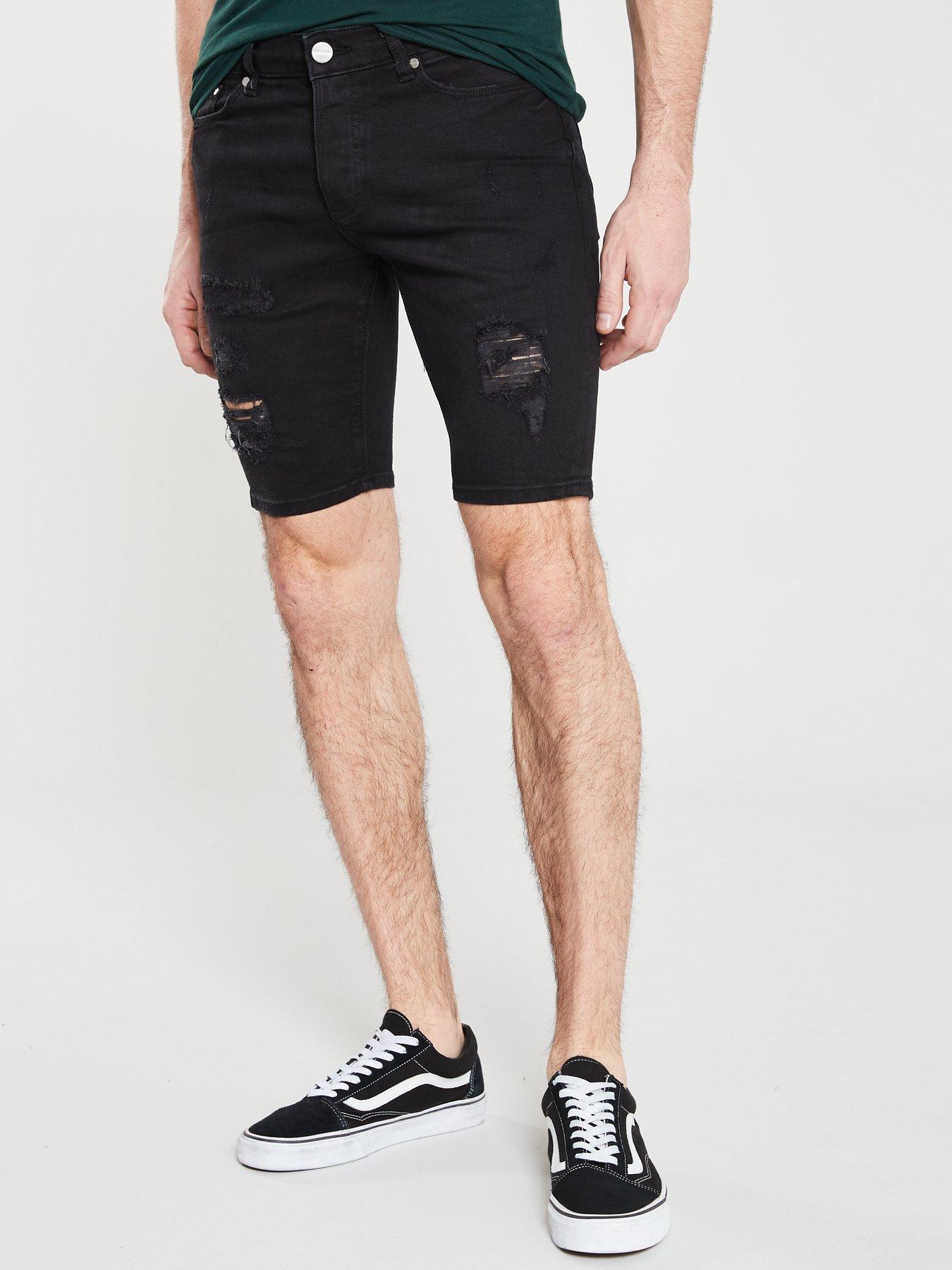 river island black denim shorts