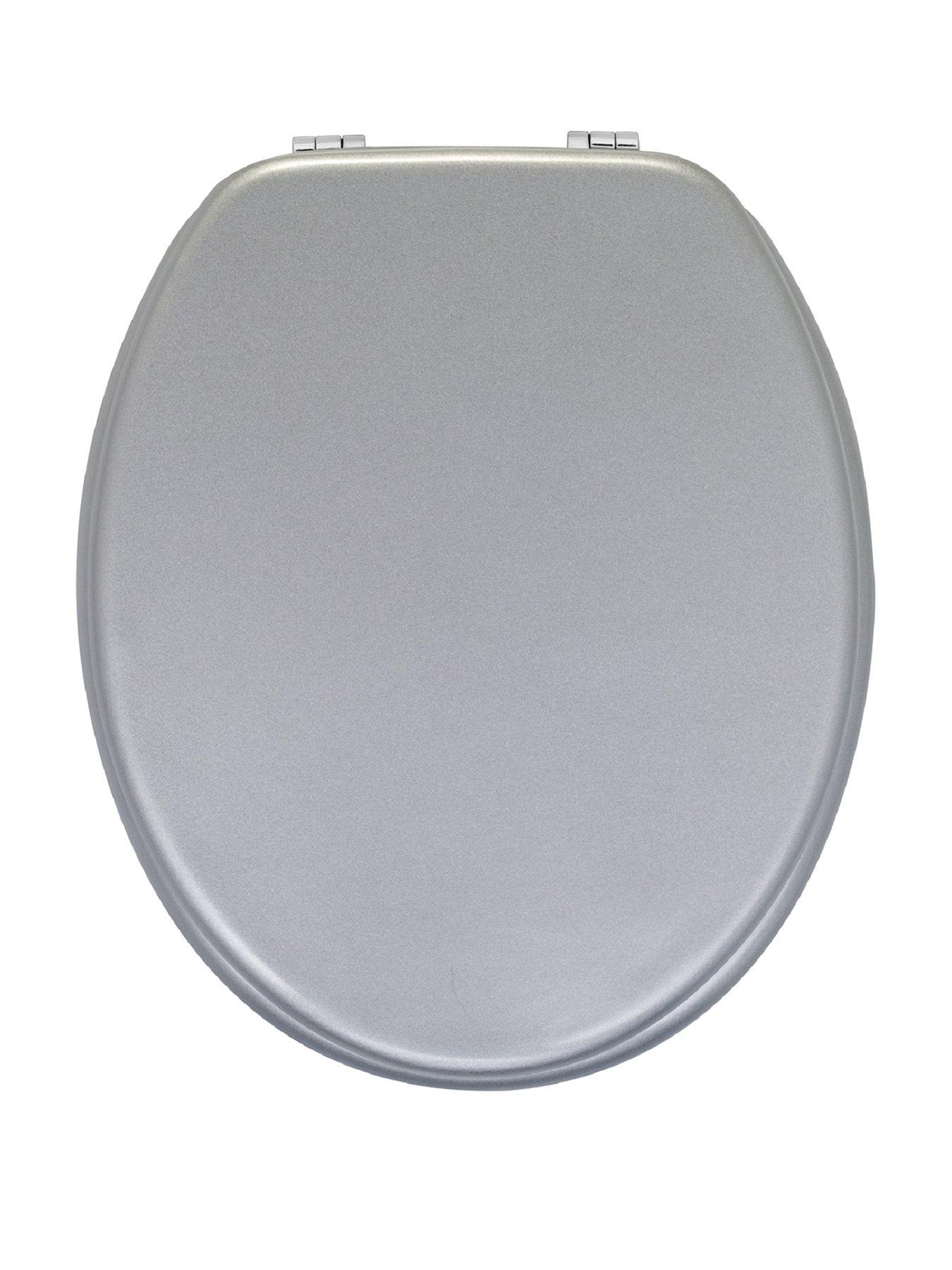 undefined Silver Effect MDF Toilet Seat